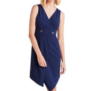 Anthropologie Hutch Indira Asymmetrical Dress in Navy Blue Size Small